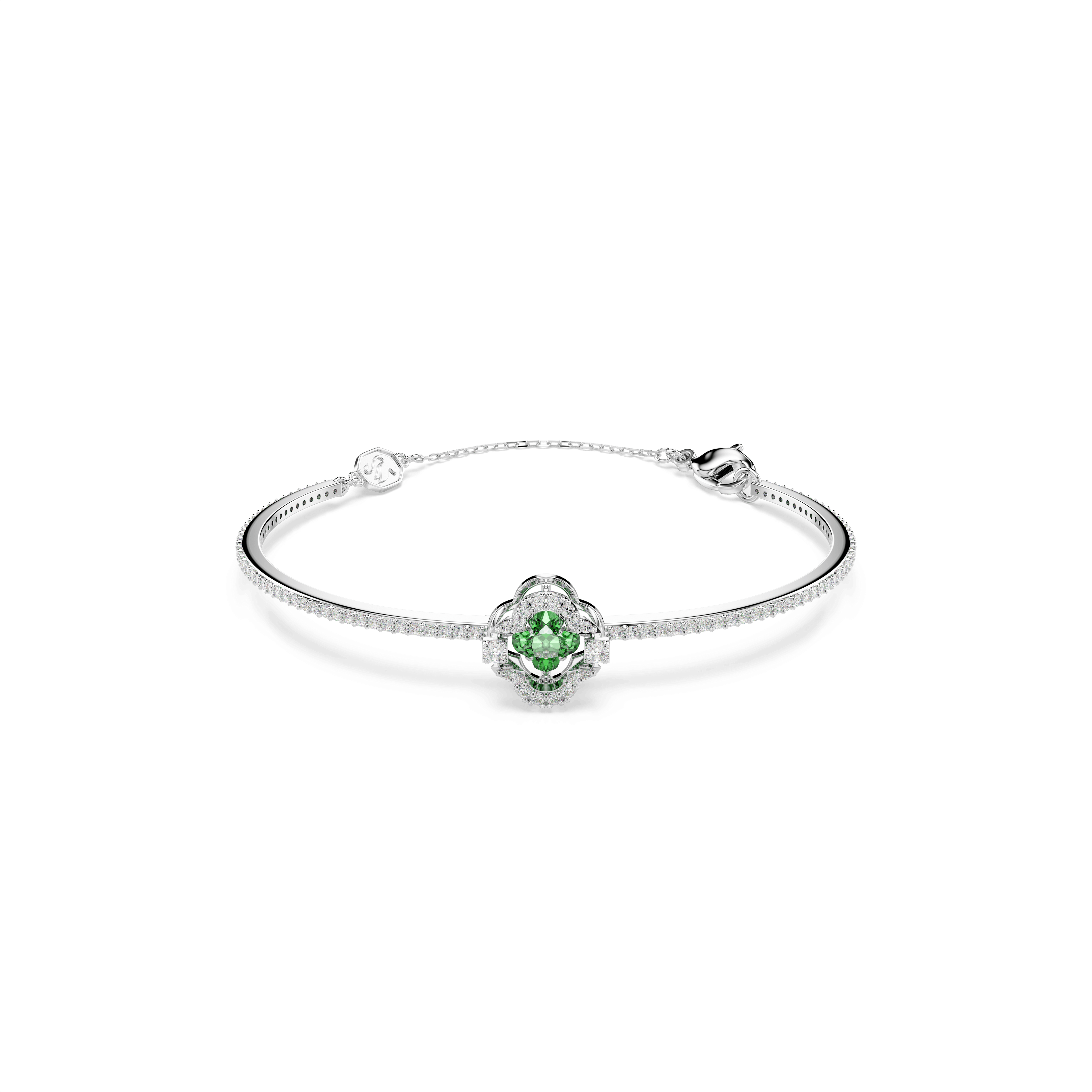 Swarovski Una Angelic bangle, Mixed cuts, Green, Rhodium plated — article 5757791