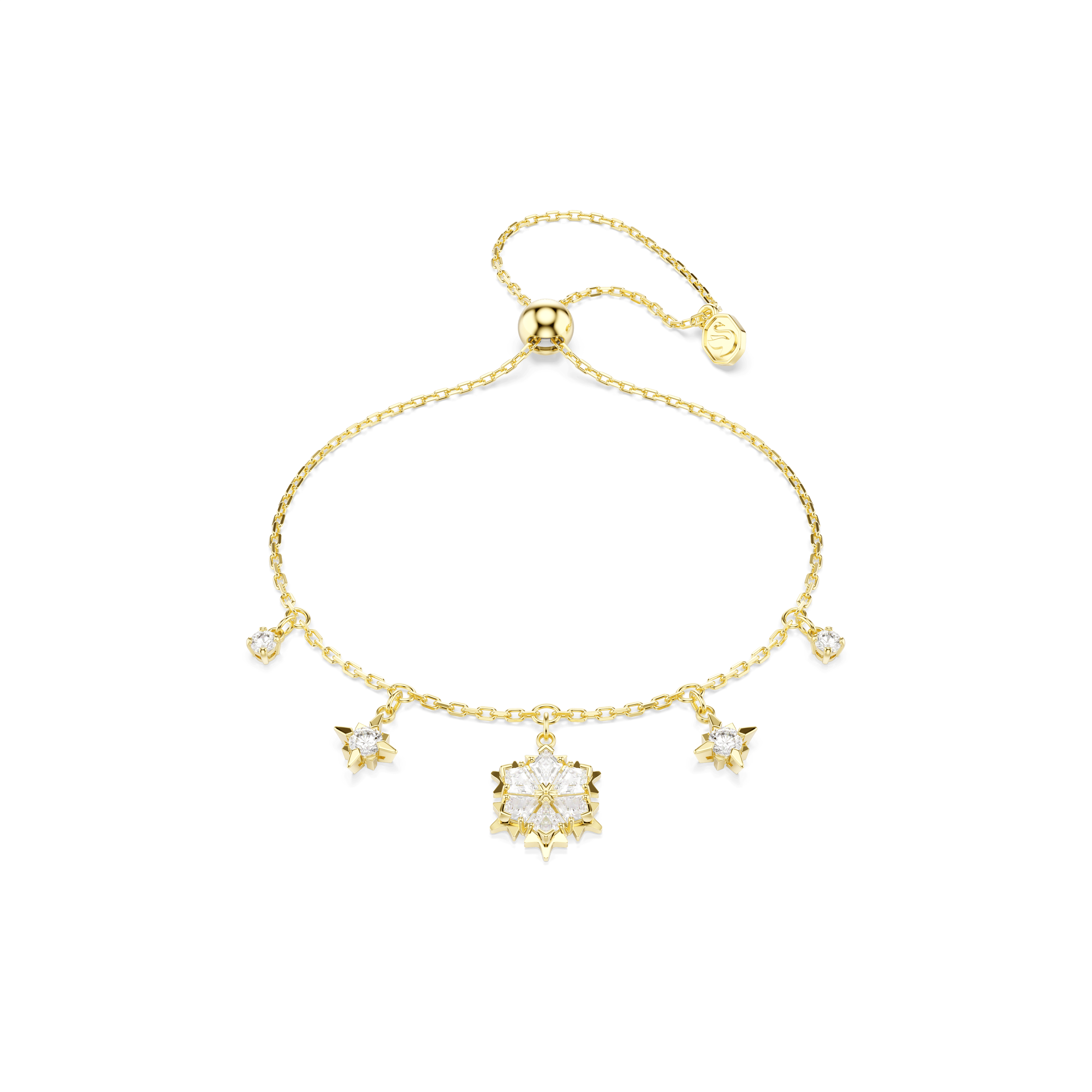 Swarovski Magic bracelet, Mixed cuts, Snowflake, White, 18K gold finish — article 5757800
