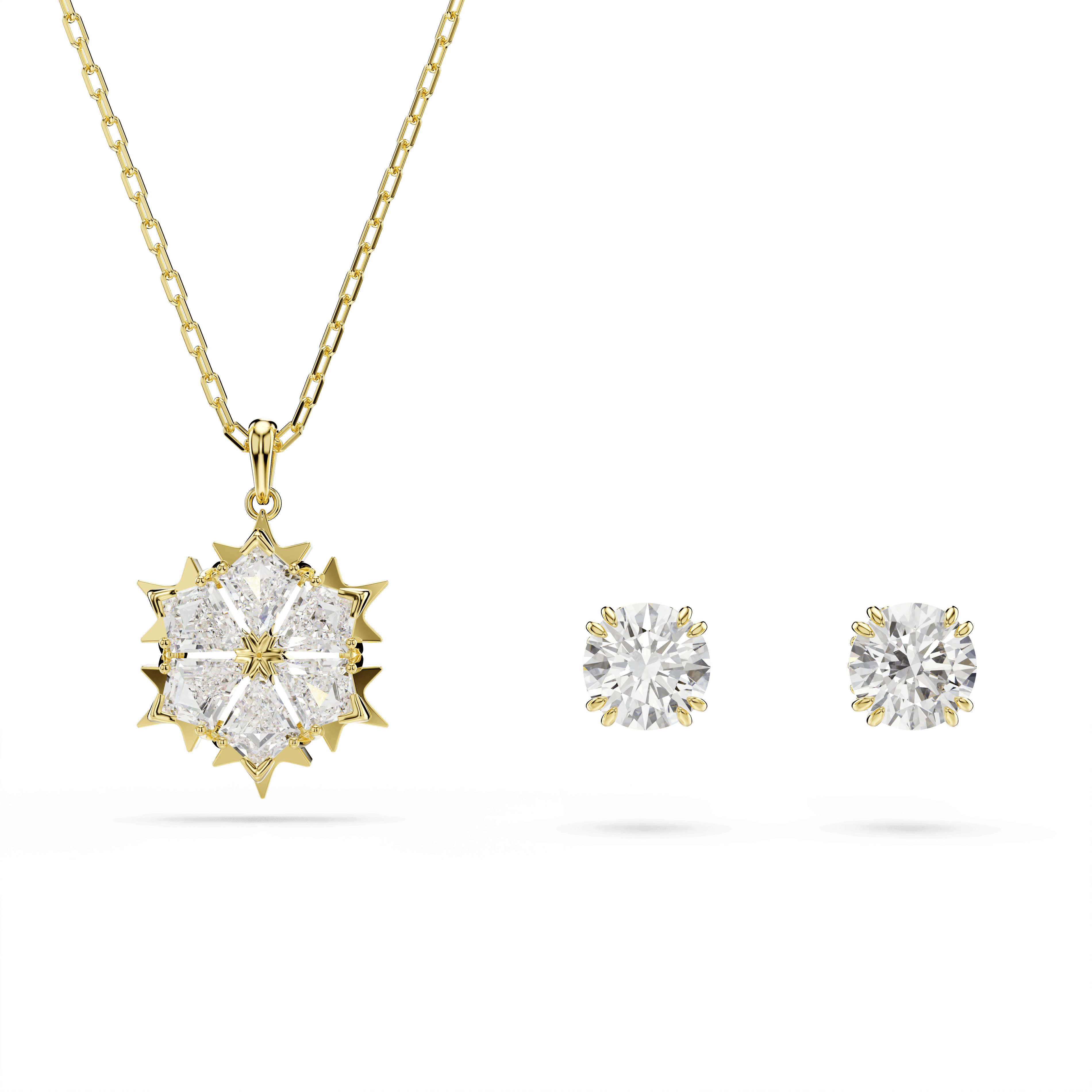 Swarovski Magic set, Set (2), Mixed cuts, Snowflake, White, 18K gold finish — article 5758002