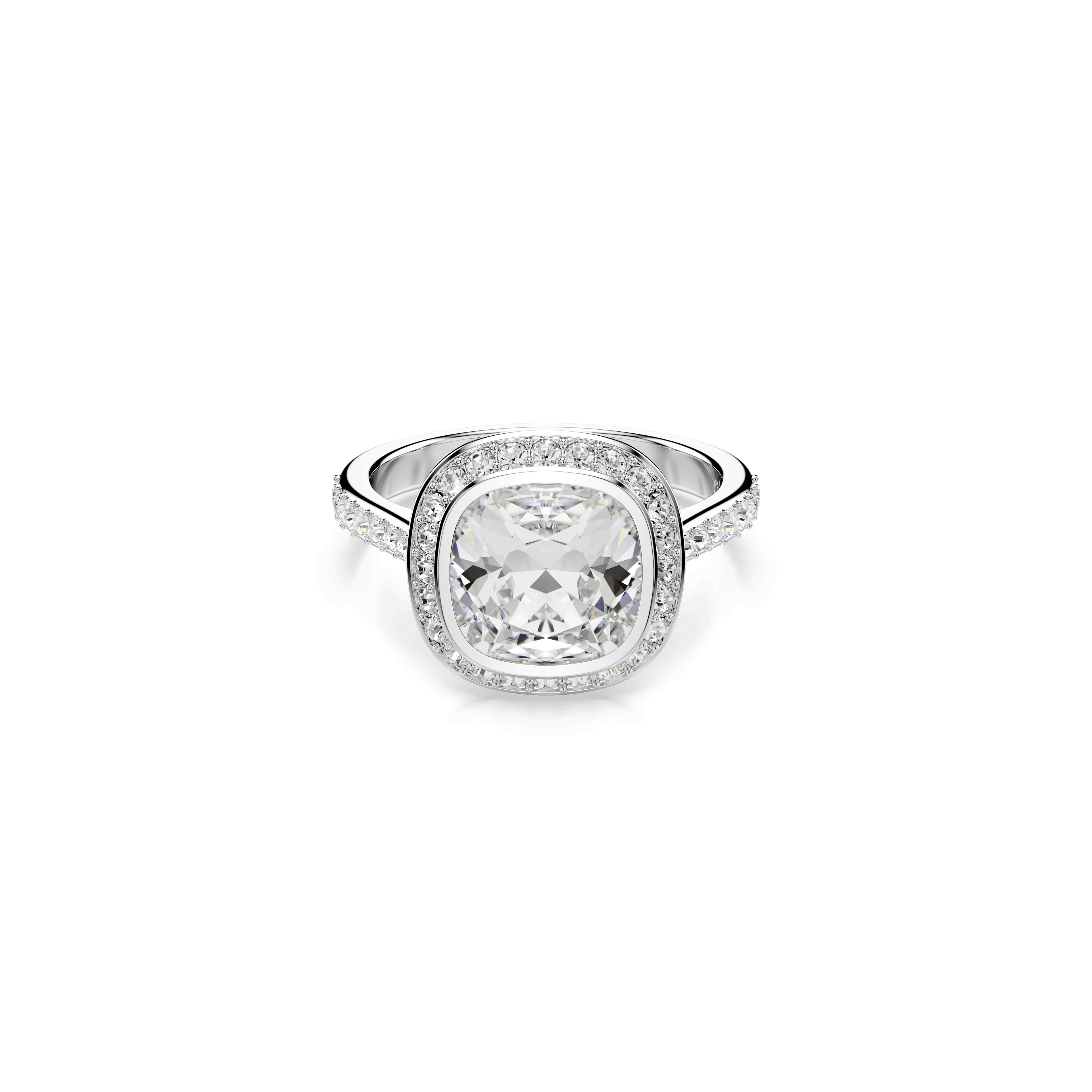 Swarovski Una Angelic halo ring, Cushion cut, White, Rhodium plated — article 5758473