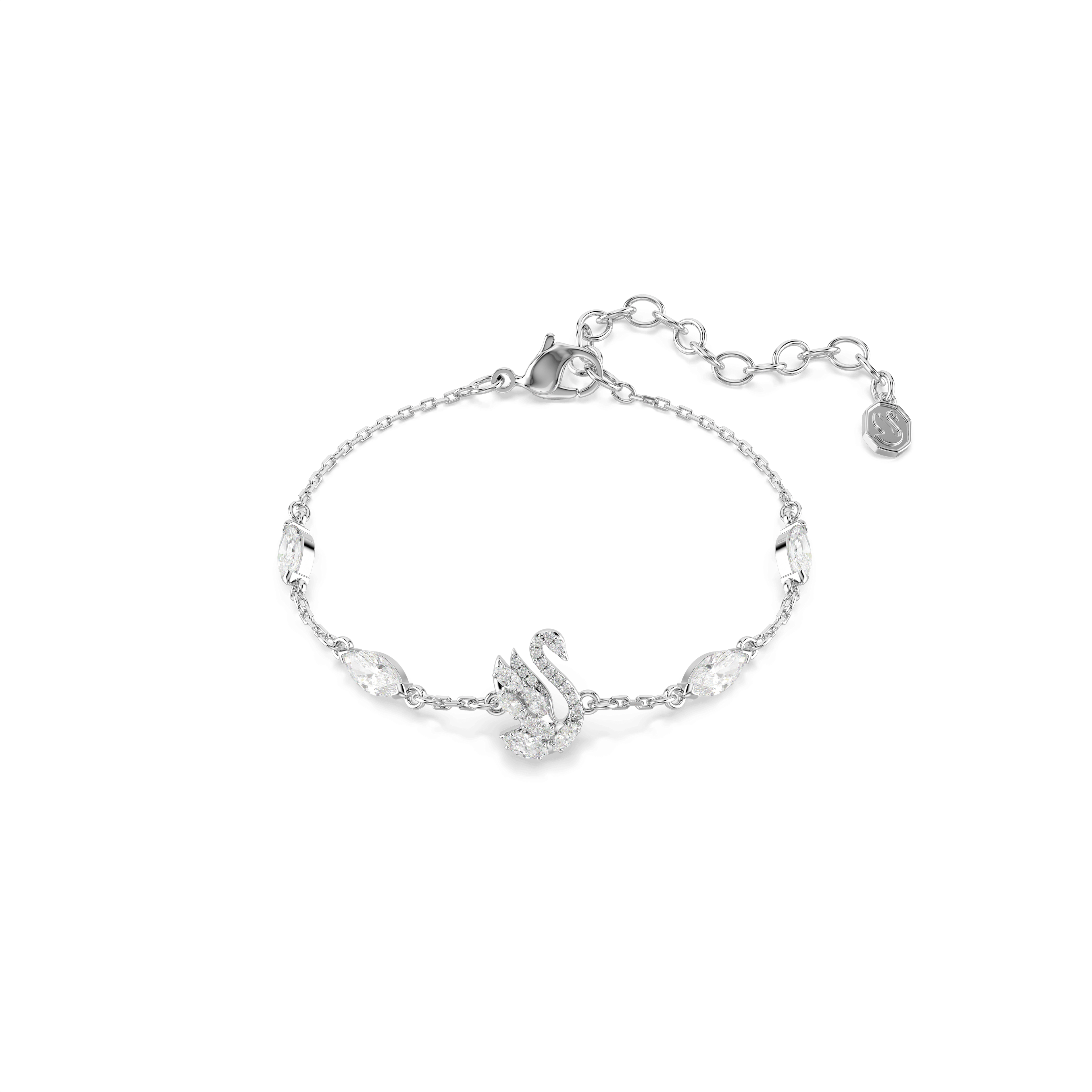 Swarovski Swan bracelet, Mixed cuts, Swan, White, Rhodium plated — article 5758682