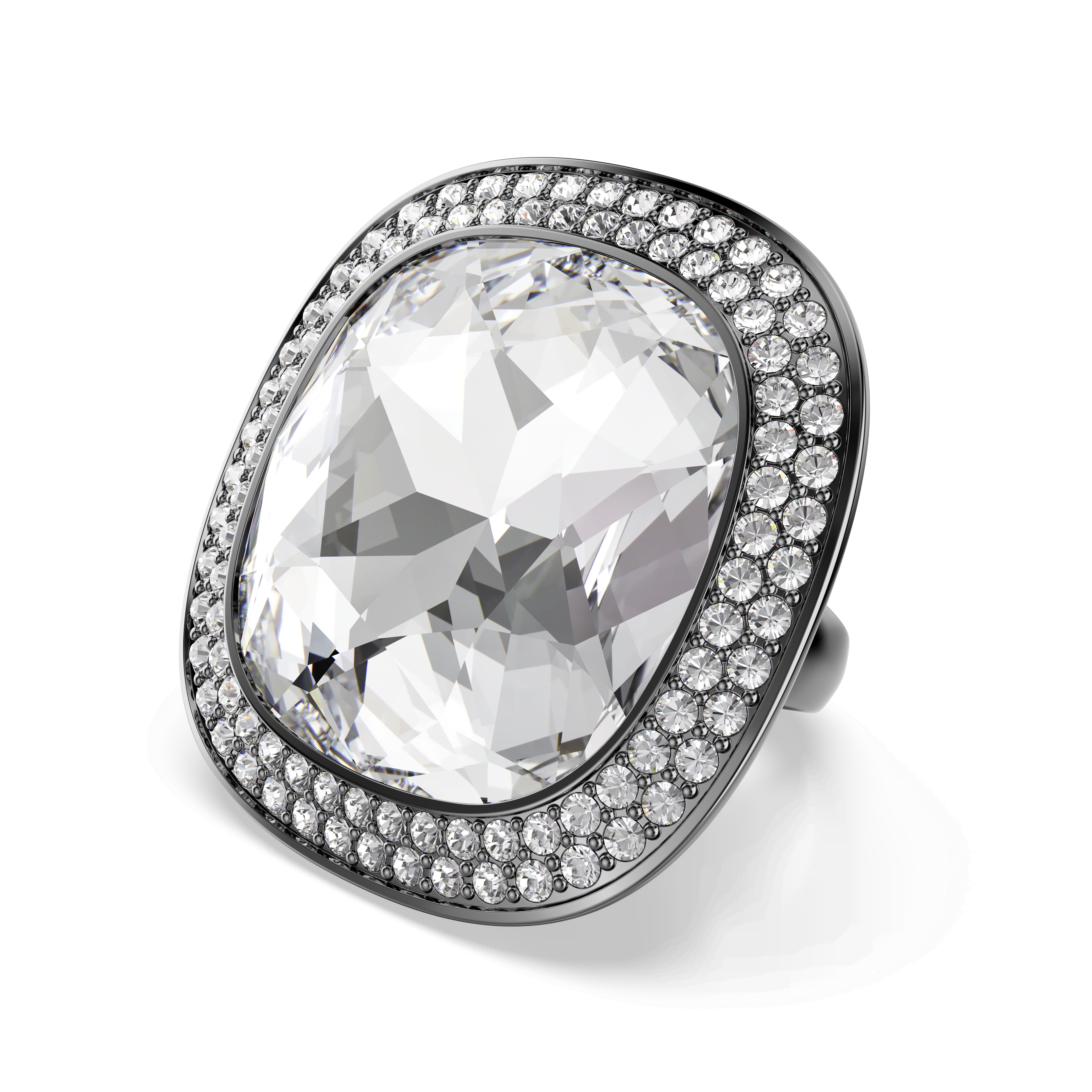 Swarovski Una Angelic cocktail ring, Cushion cut, White, Ruthenium plated — article 5760117