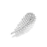 Vienna brooch, Mixed cuts, Feather, White, Rhodium plated — article 5760564