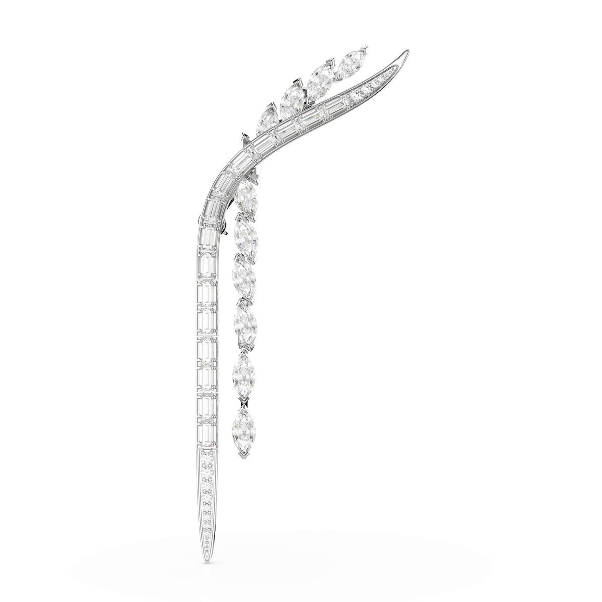 Mesmera brooch, Mixed cuts, White, Rhodium plated