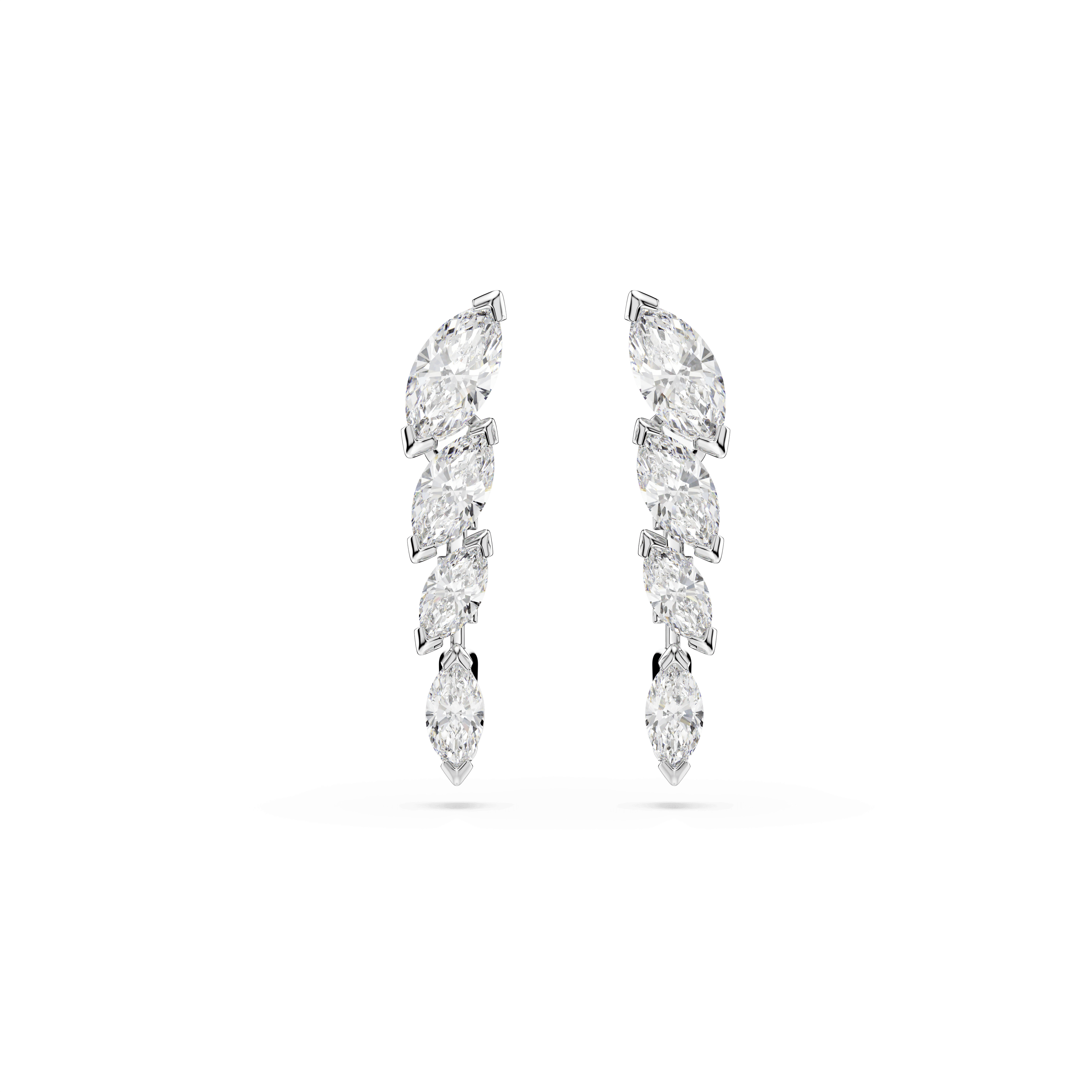 Swarovski Mesmera earrings, Marquise cut, White, Rhodium plated — article 5762404