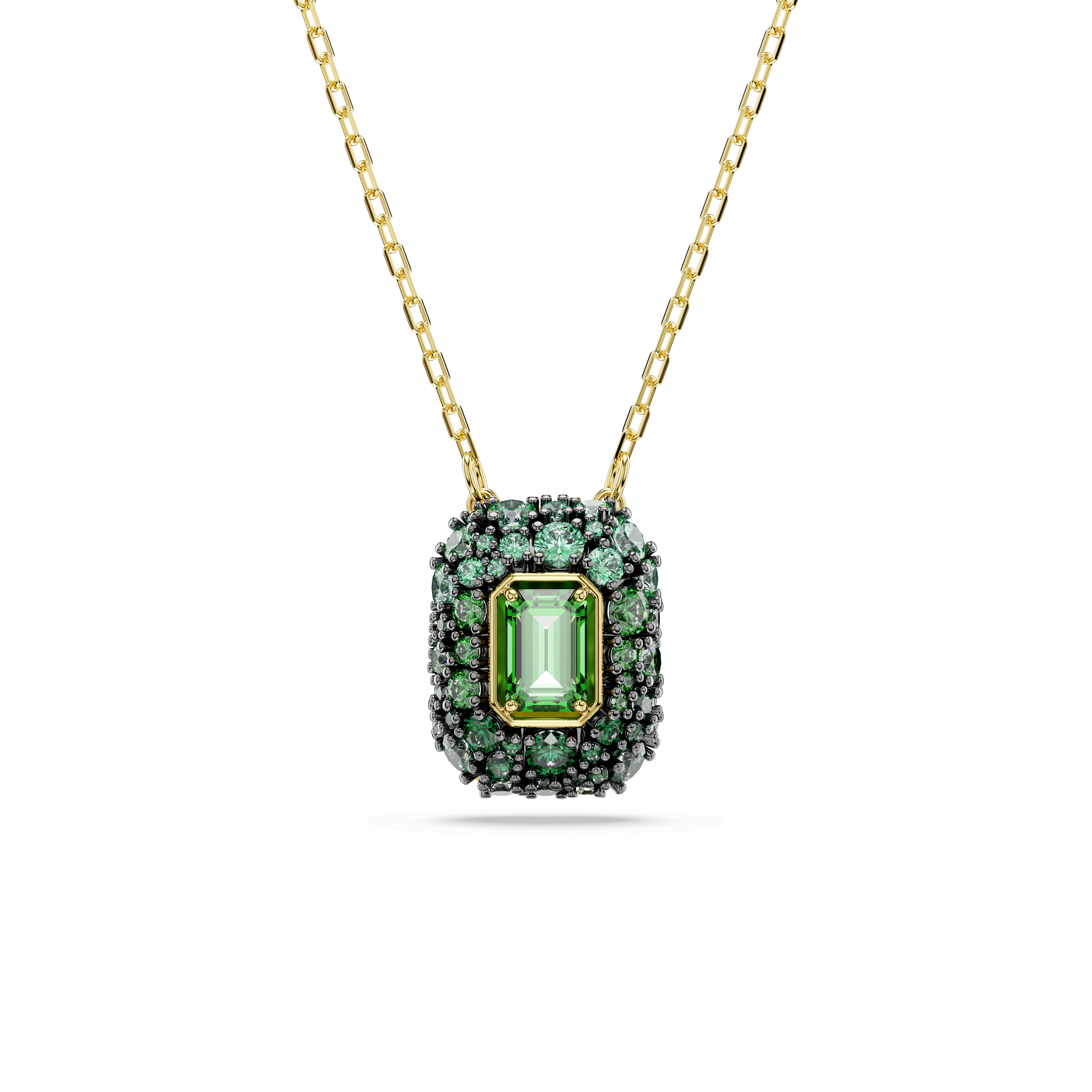 Swarovski Sublima pendant, Octagon cut, Green, 18K gold finish — article 5762647