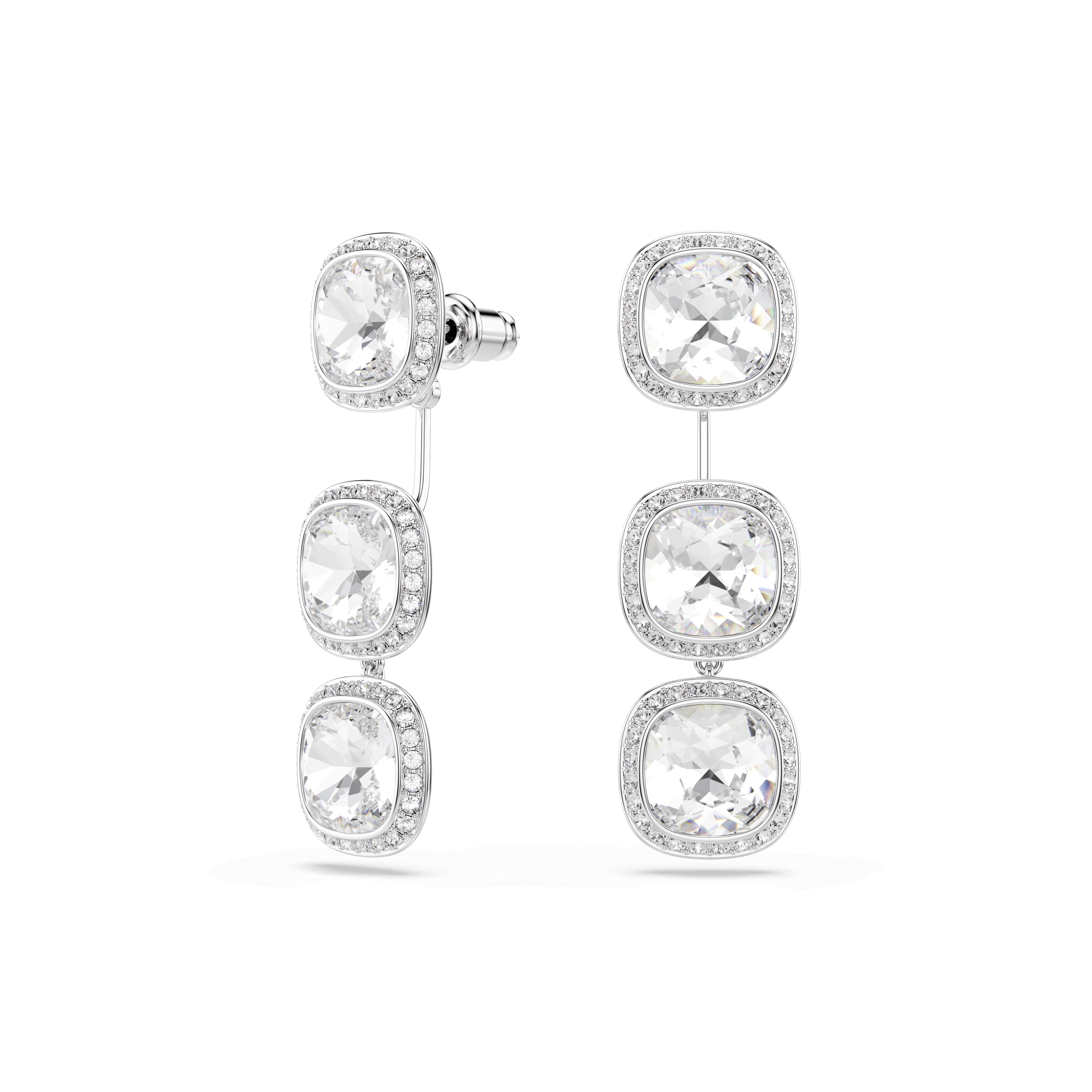 Swarovski Una Angelic stud earrings, Cushion cut, White, 18K gold finish — article 5762652