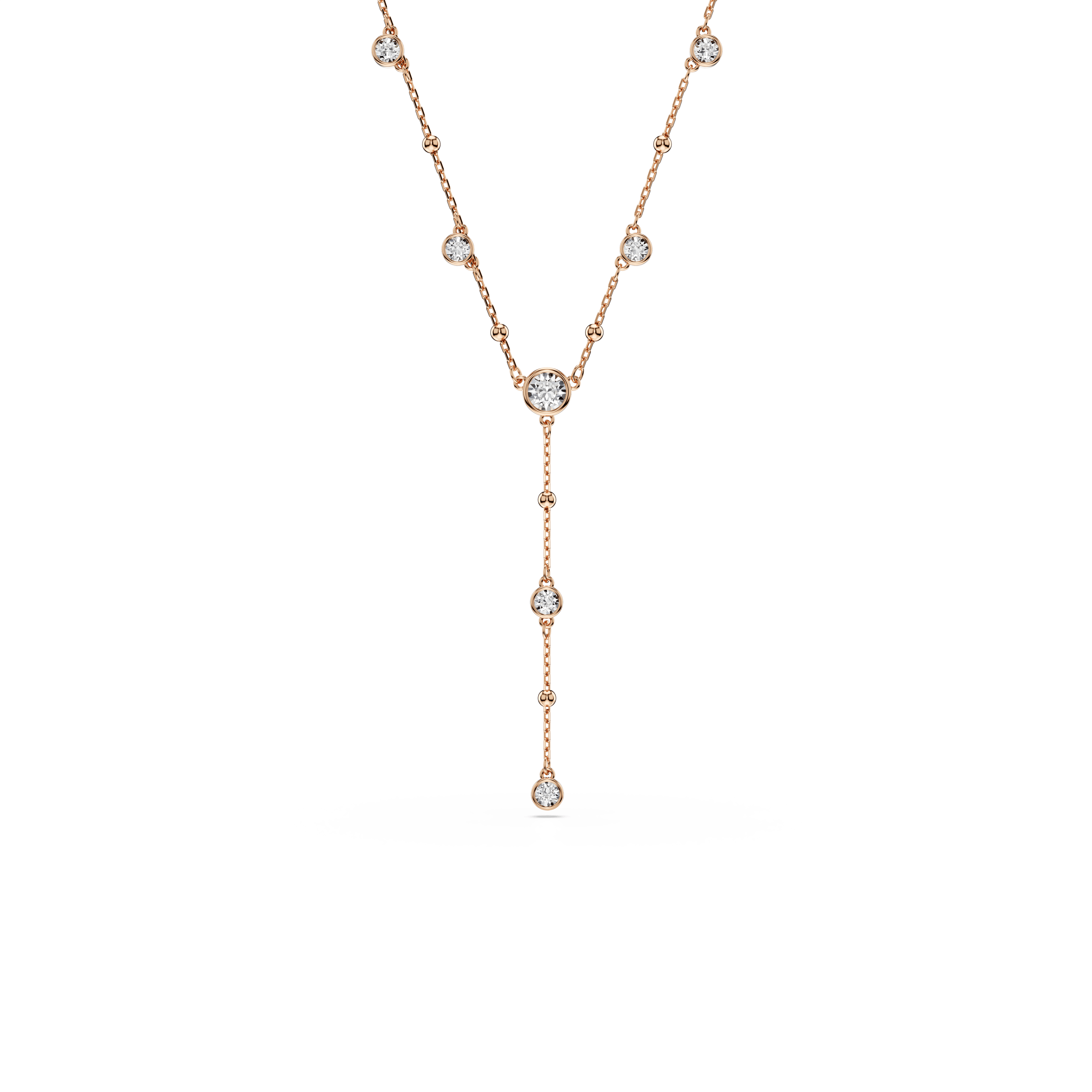 Swarovski Imber Y necklace, Round cut, White, 18K rose gold finish — article 5763813