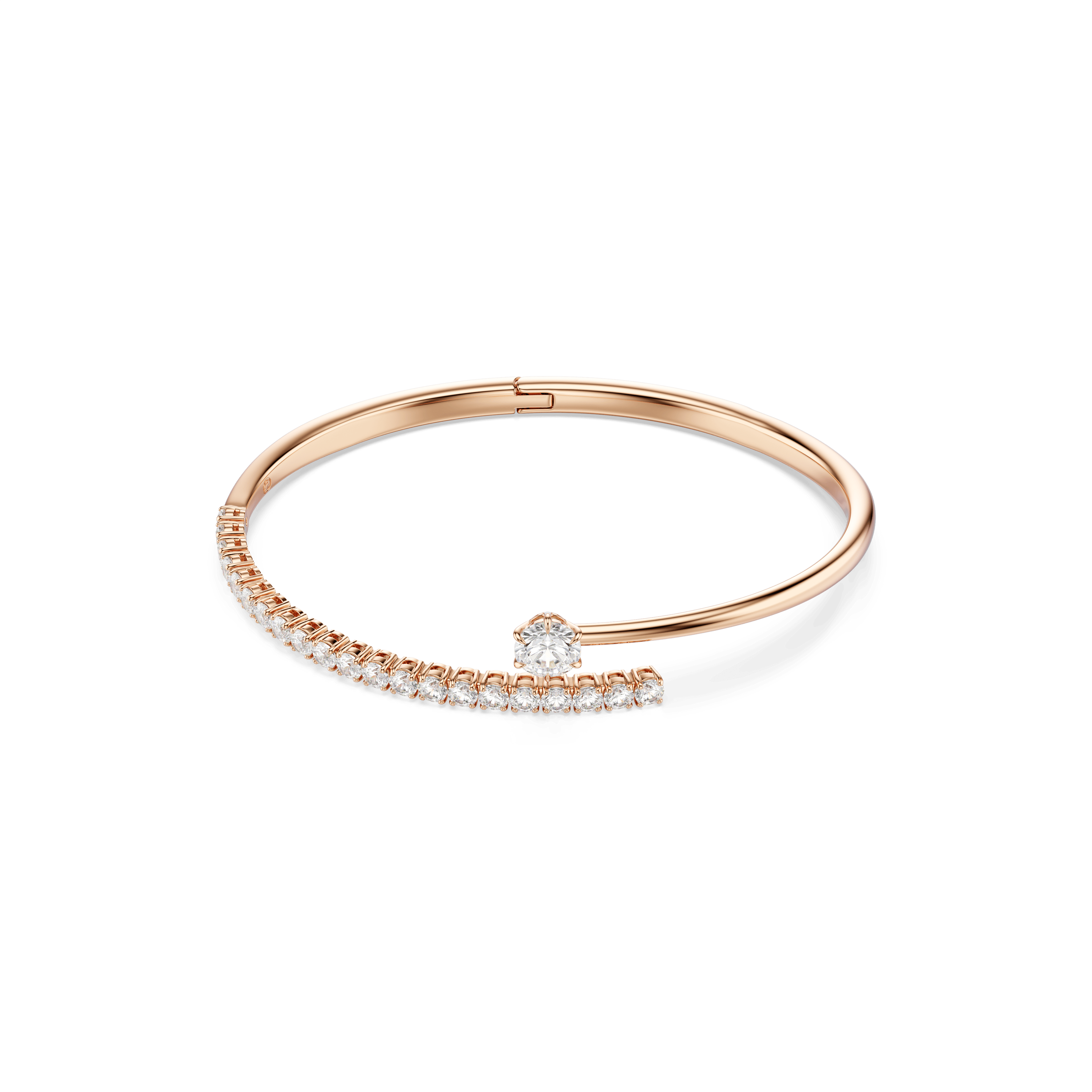 Swarovski Matrix bangle, Round cut, White, 18K rose gold finish — article 5763820