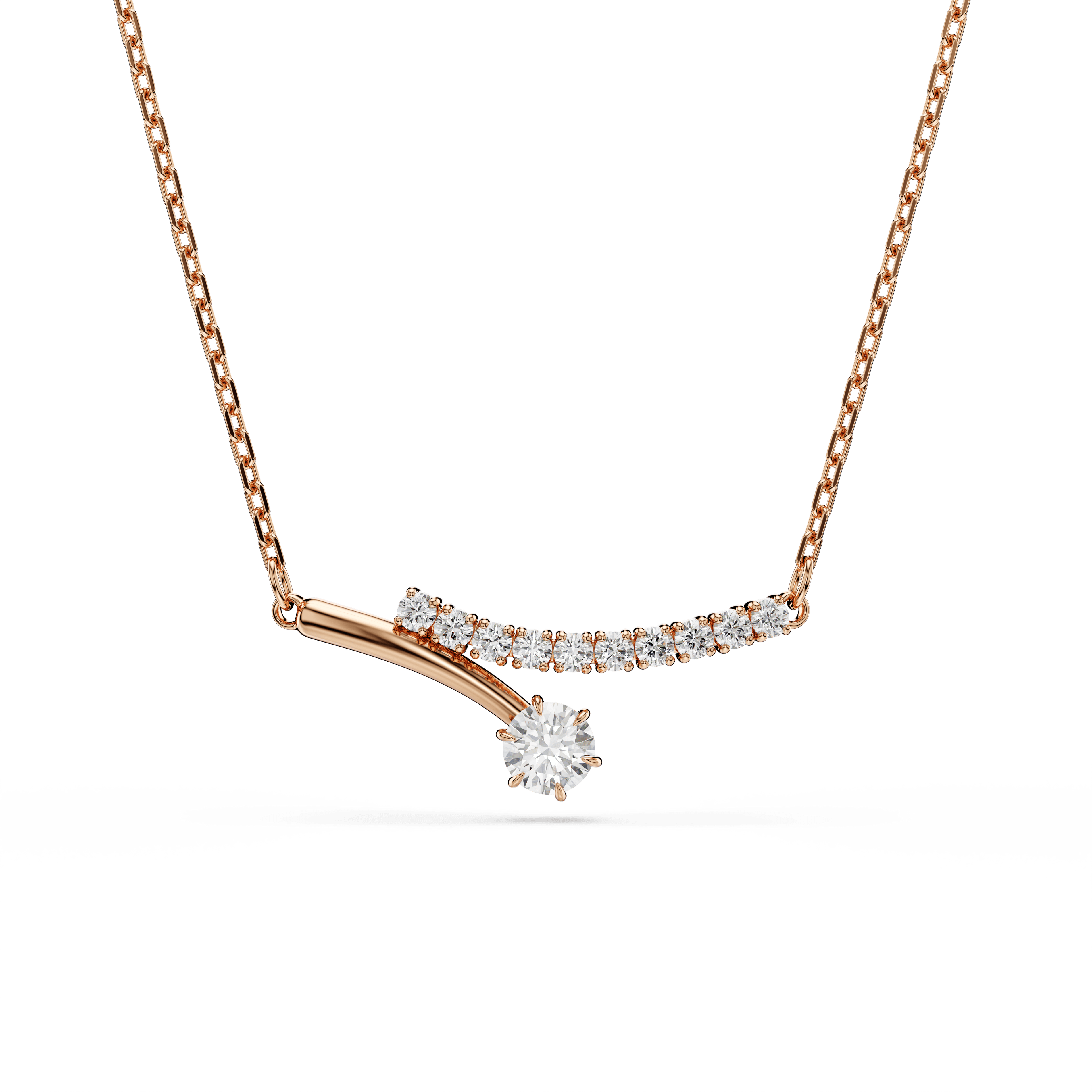 Swarovski Matrix necklace, Round cut, White, 18K rose gold finish — article 5763823