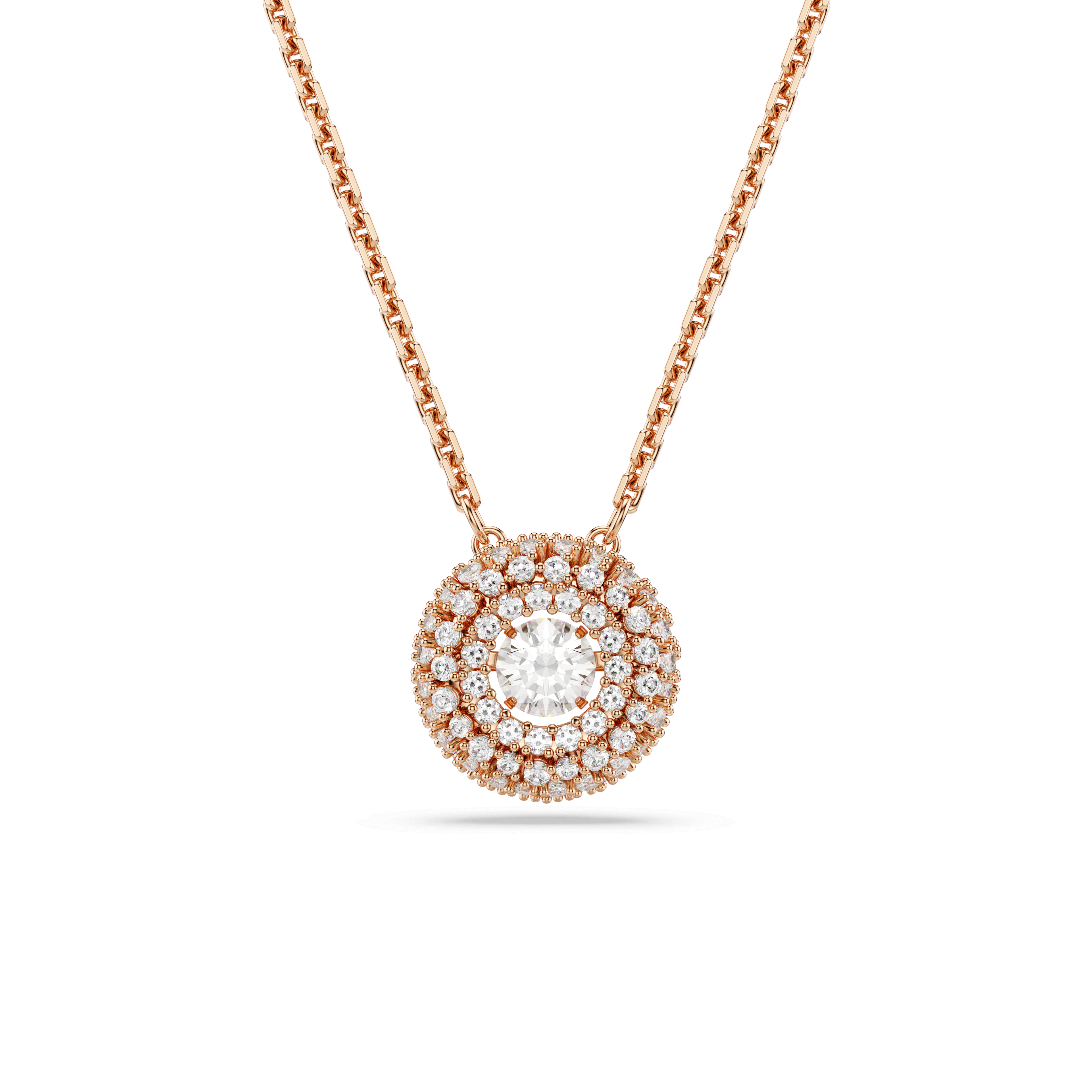 Swarovski Sublima pendant, Round cut, White, 18K rose gold finish — article 5764190