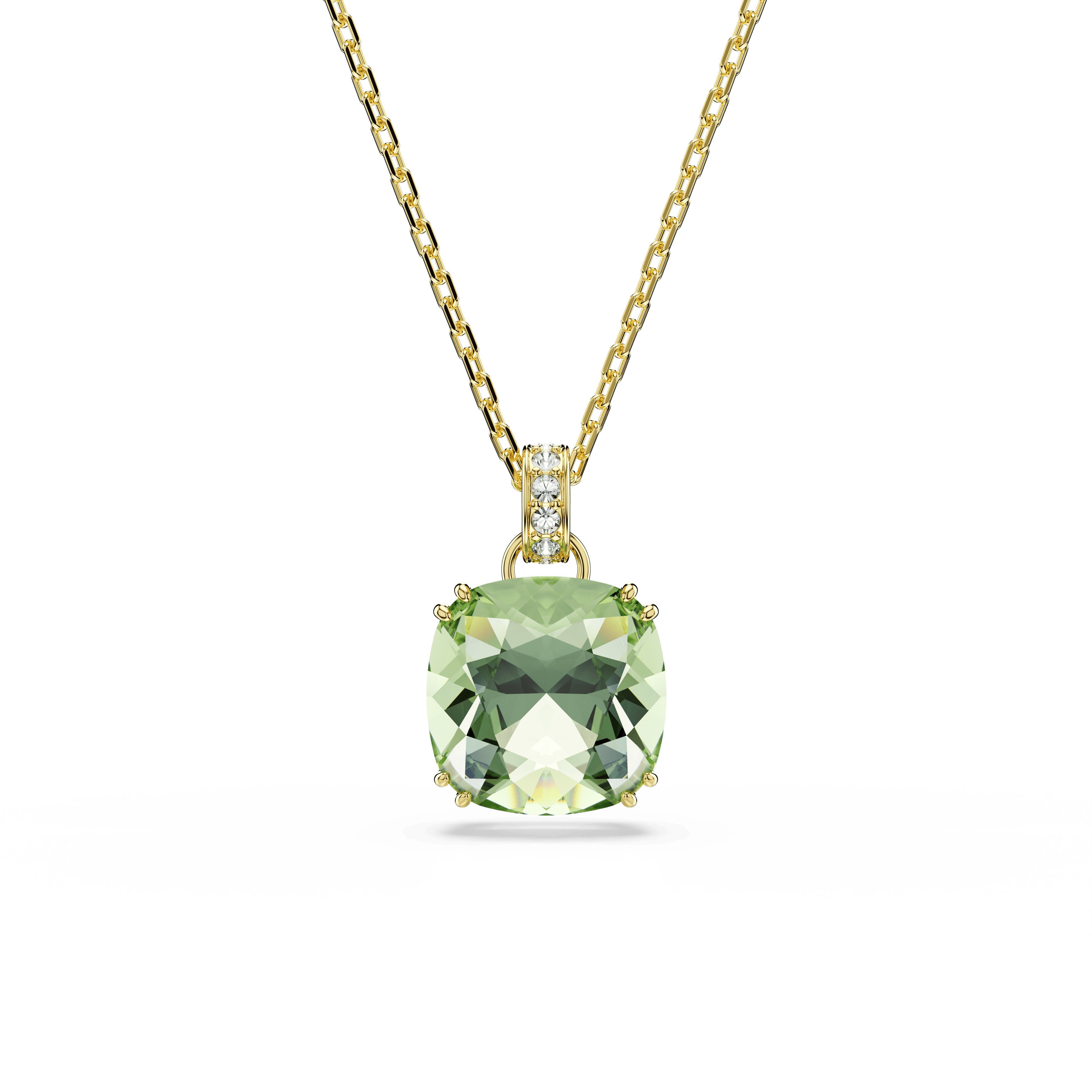 Swarovski Millenia pendant, Cushion cut, Green, 18K gold finish — article 5765086