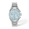 Blue mother-of-pearl dial · Grey bracelet