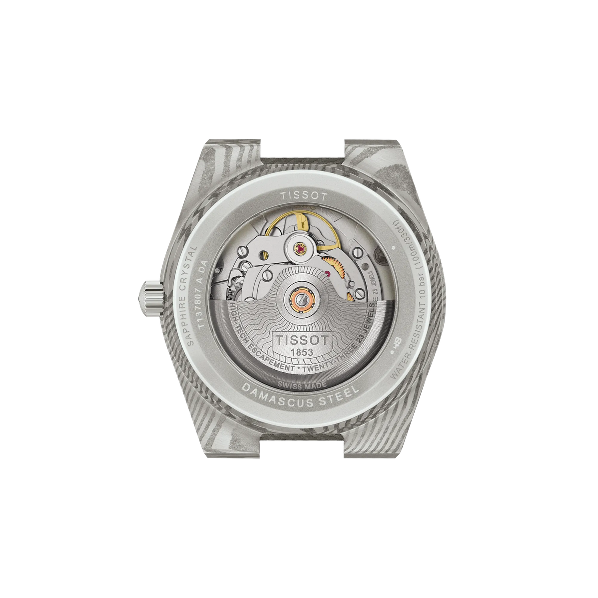 Tissot PRX Damascus Steel 38mm T137.807.96.081.00 — detail view
