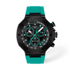 Black dial · Green strap