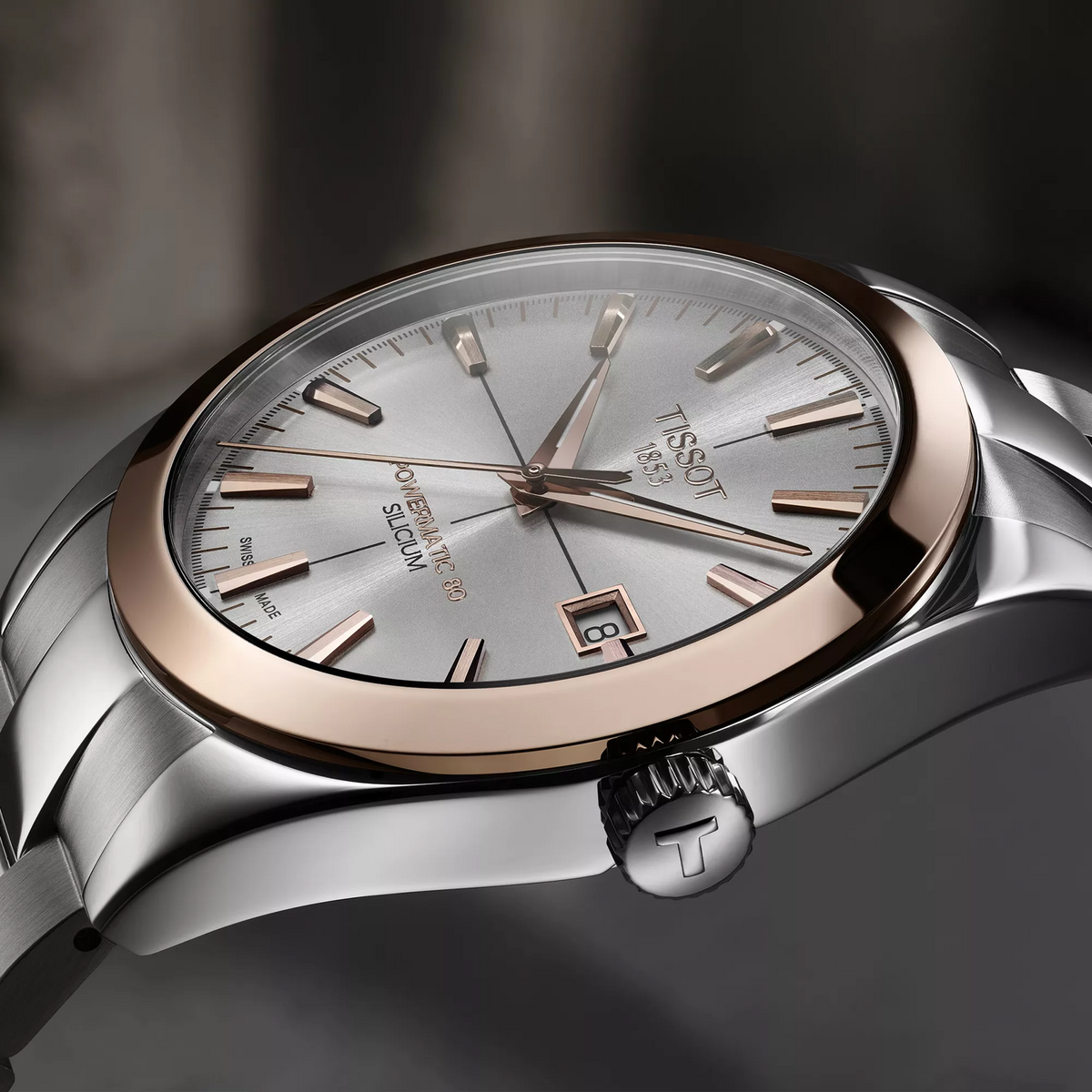 Tissot Gentleman Gold bezel 40mm T927.407.41.031.00 — detail view