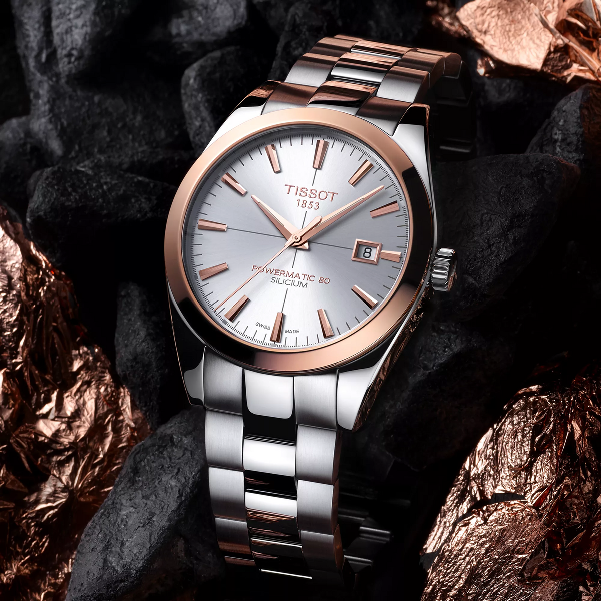 Tissot Gentleman Gold bezel 40mm T927.407.41.031.00 — detail view