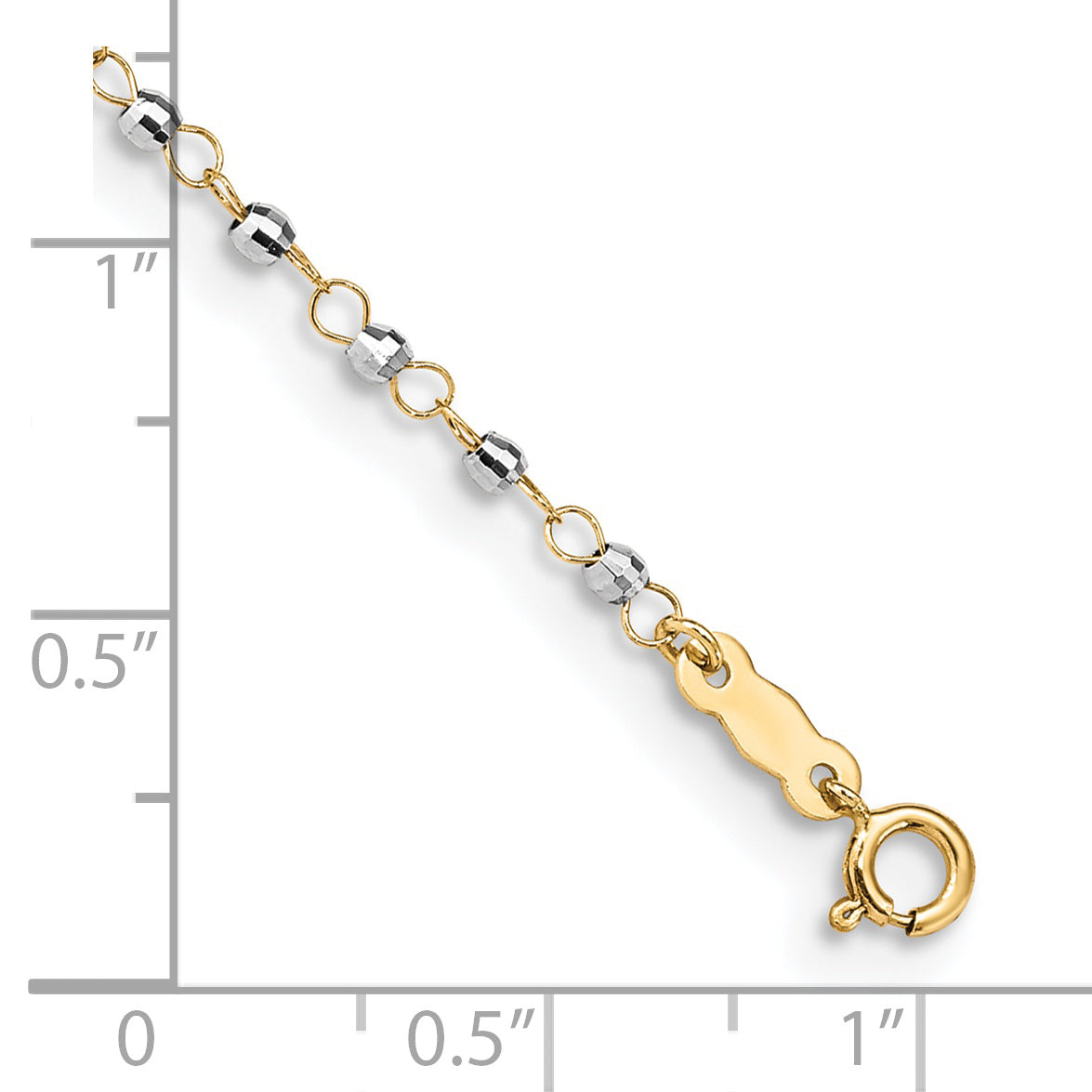 14K Two-tone Circle Chain with Mirror Beads 9in Plus 1in Ext. Anklet
