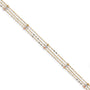 14k Tri-color 3-Strand Diamond-cut Beaded 9in Plus 1in ext Anklet