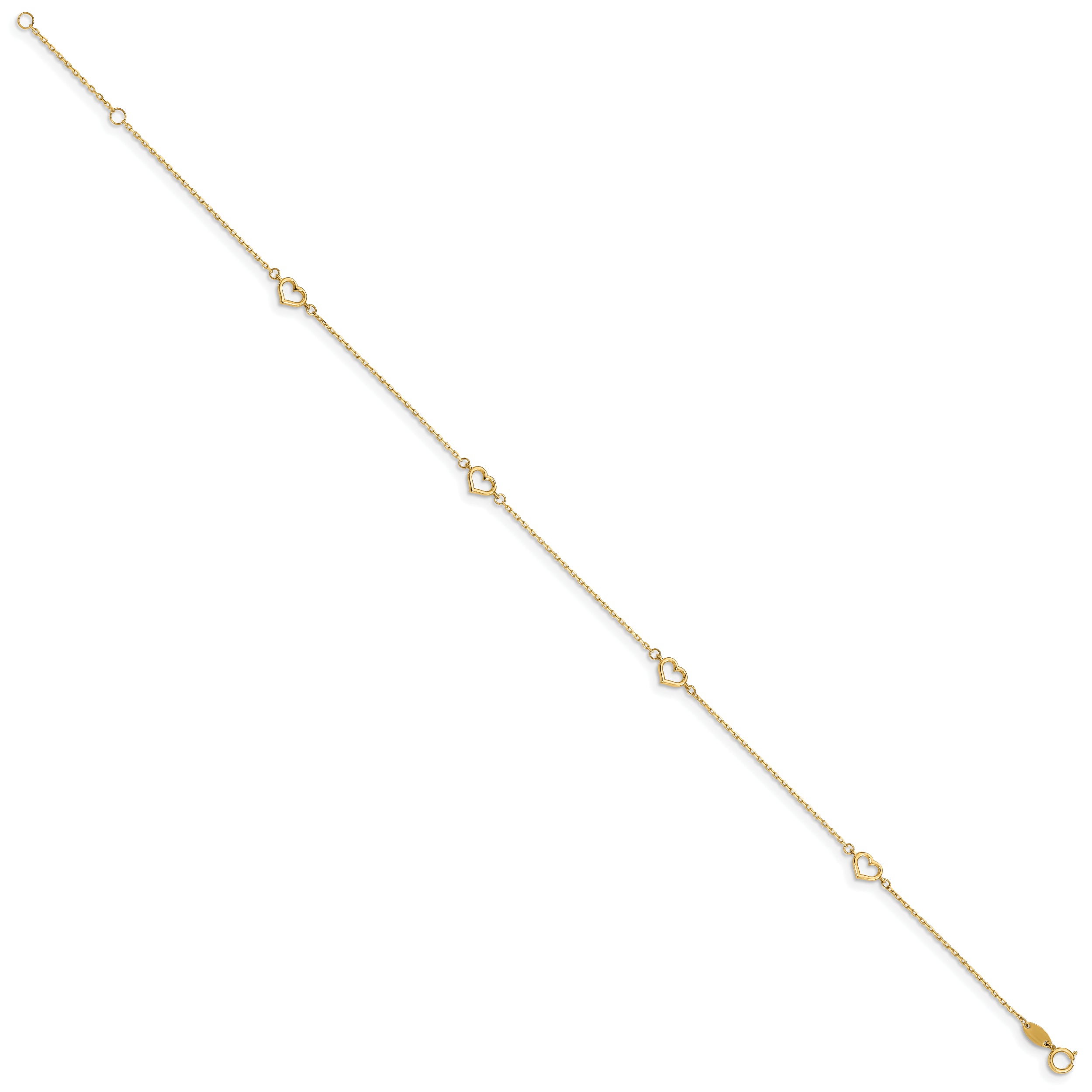 14K Heart 10in Plus 1in ext. Anklet