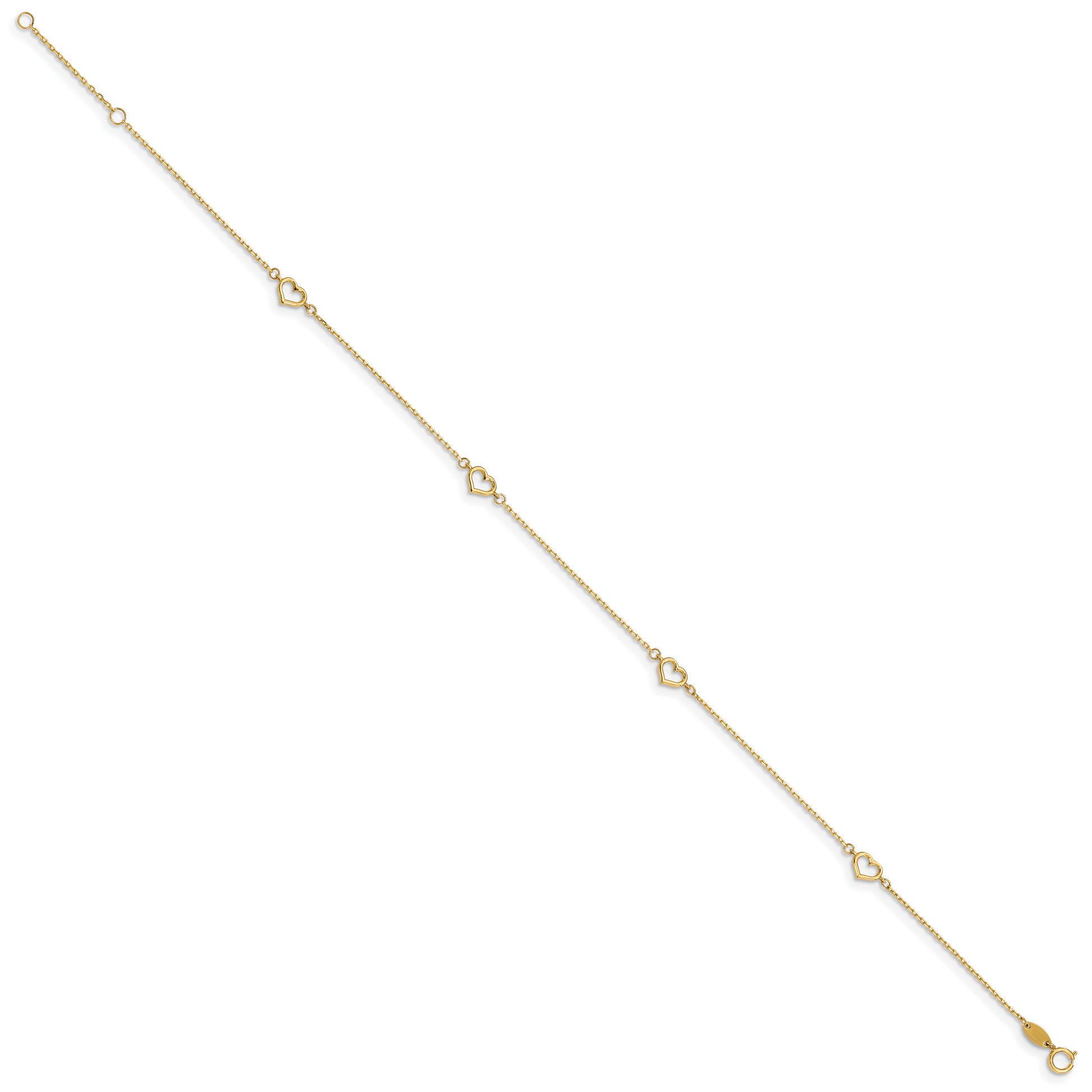 14K Heart 10in Plus 1in ext. Anklet