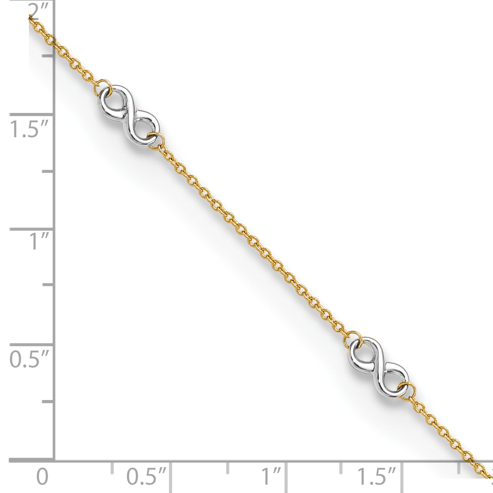 14K Two-tone Polished Infinity 9in Plus 1 in ext. Anklet
