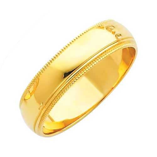 14K Yellow Gold 5mm Milgrain Wedding Band