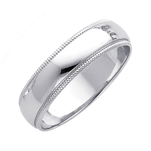 14K White Gold 5mm Milgrain Wedding Band