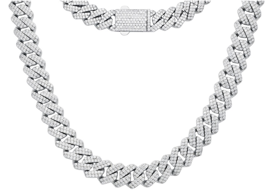 SS Moissanite Cuban Link Iced Out Chain