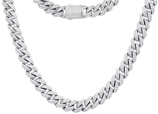 SS Moissanite Cuban Link Iced Out Chain