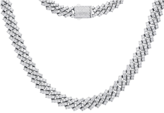 SS Moissanite Cuban Link Iced Out Chain