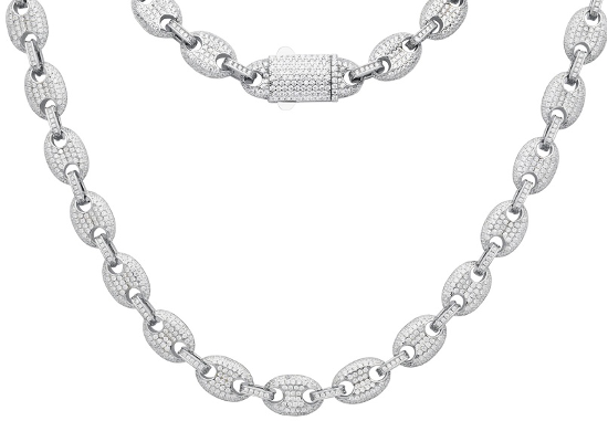 SS Moissanite Gucci Puff Link Iced Out Chain