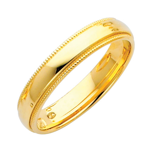 14K Yellow Gold 4mm Comfort Fit Milgrain Wedding Band