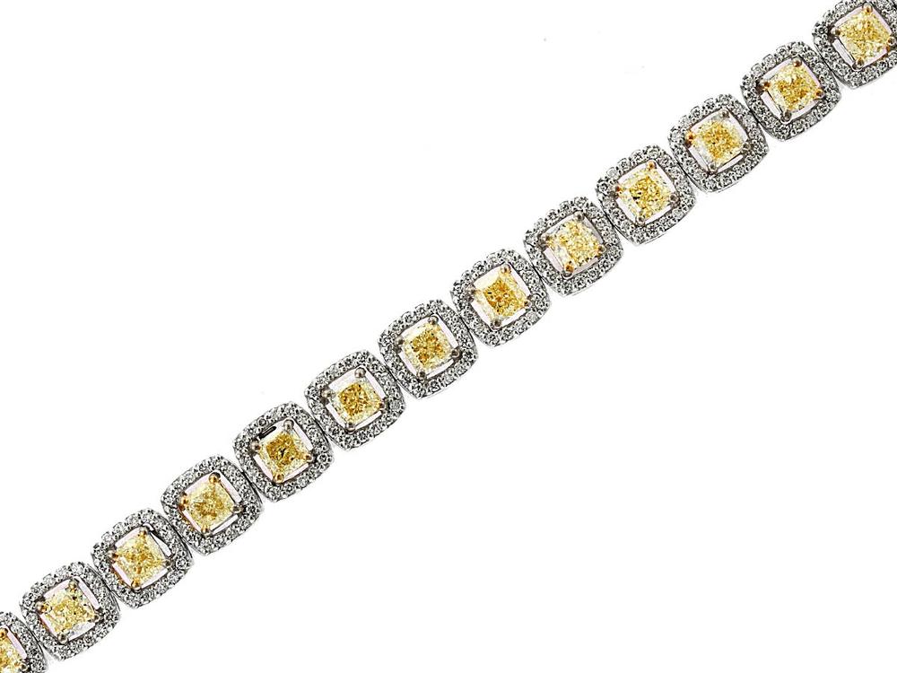 EFFY 14K WHITE and YELLOW GOLD DIAMOND,NATURAL YELLOW DIAMOND BRACELET