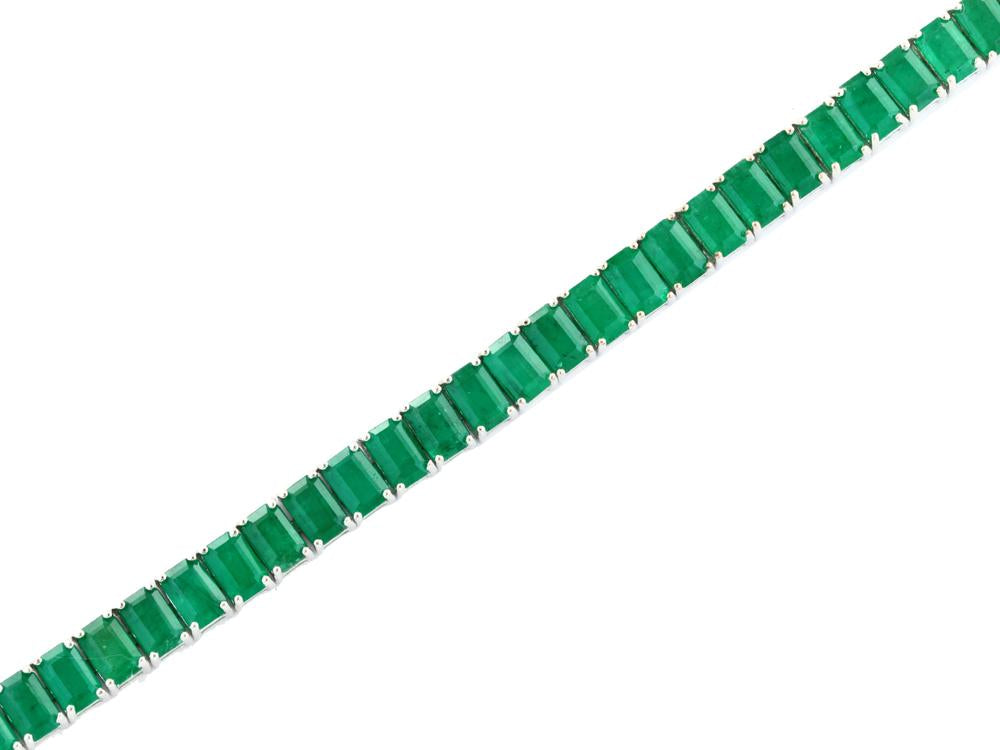 EFFY 14K WHITE GOLD ,NATURAL EMERALD BRACELET