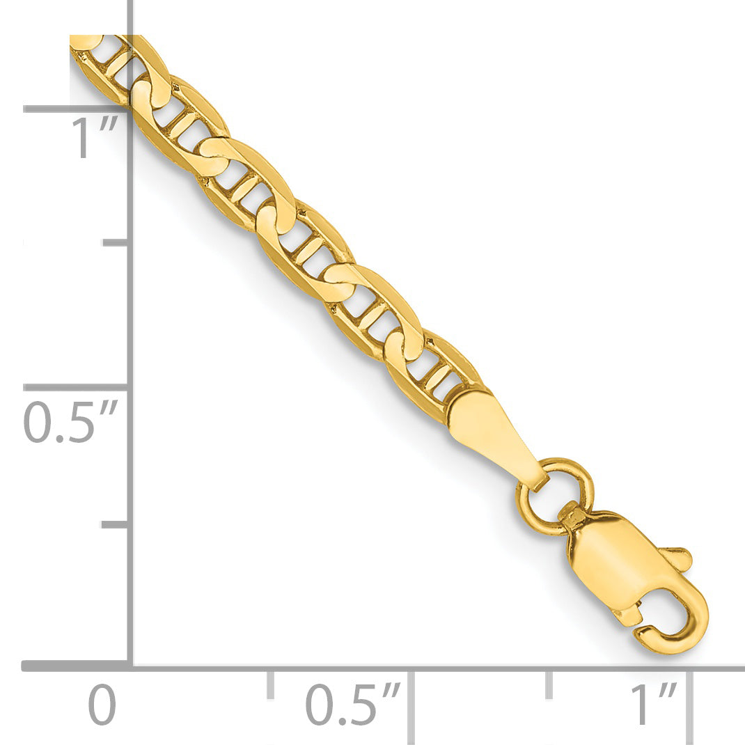 14k 3mm Concave Anchor Chain Anklet