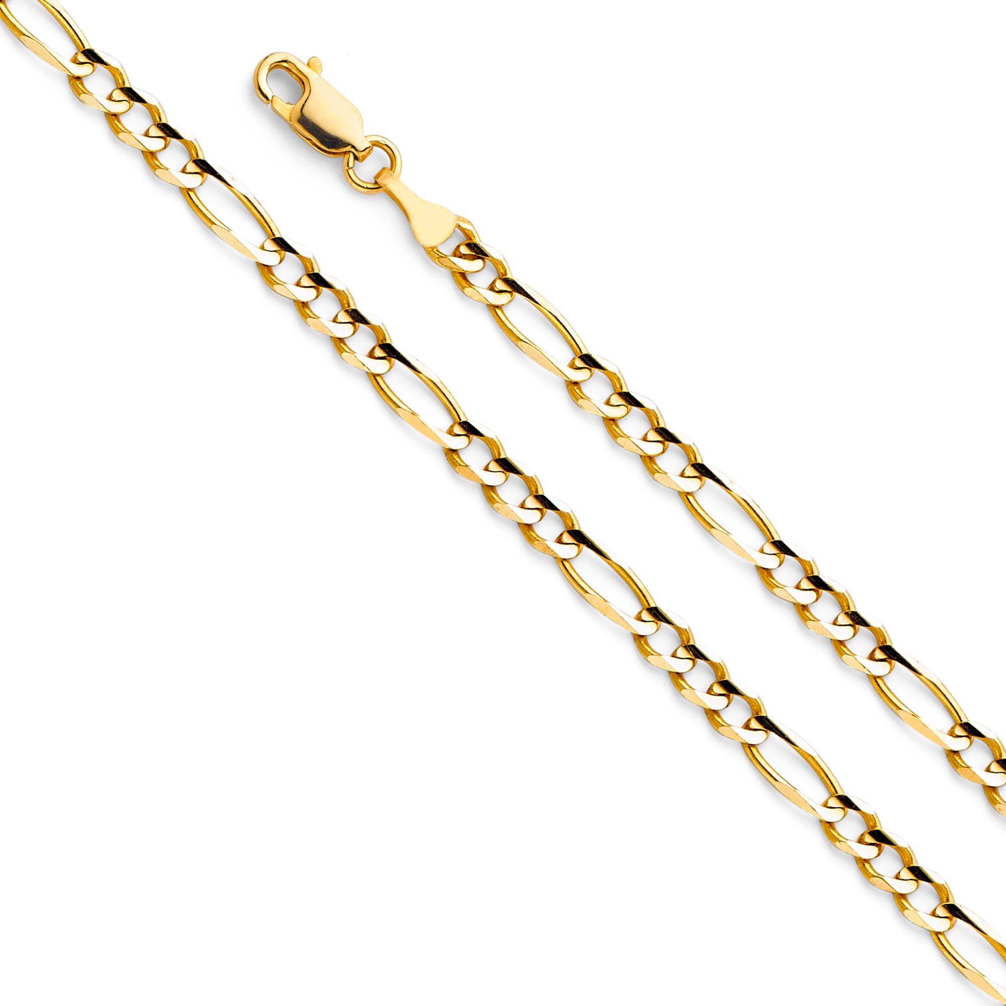 14KY 4MM Figaro 3+1 Concave Chain