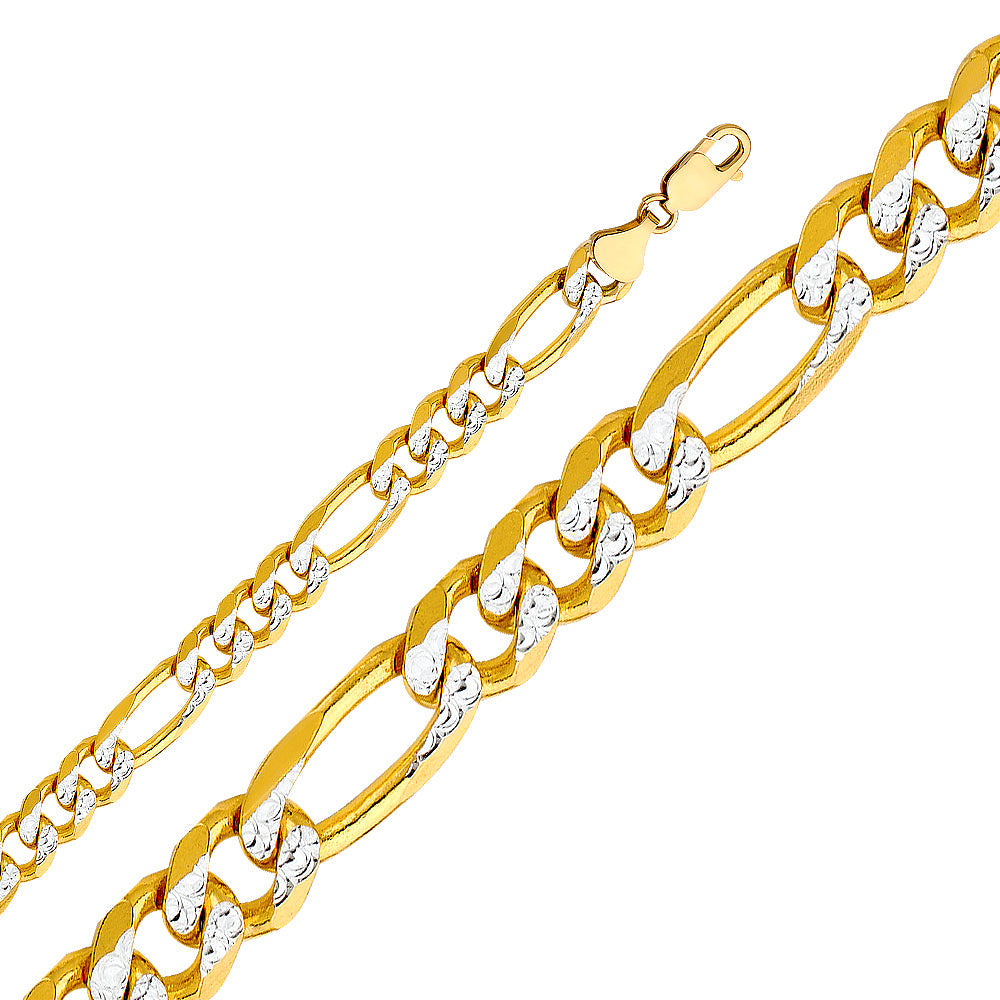 14KY 9.5MM Figaro 3+1 WP Regular Chain