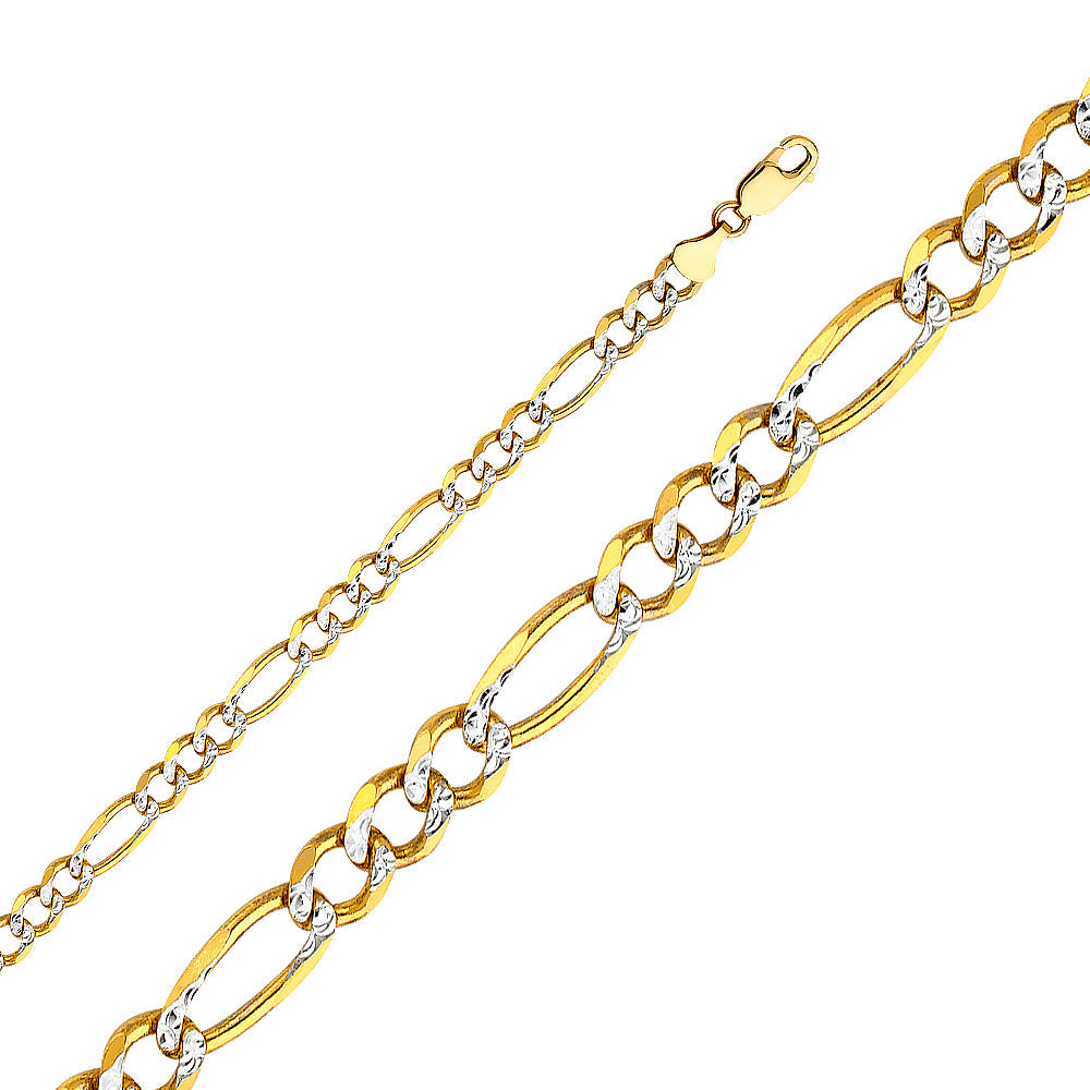 14KY 6MM Figaro 3+1 WP Regular Chain