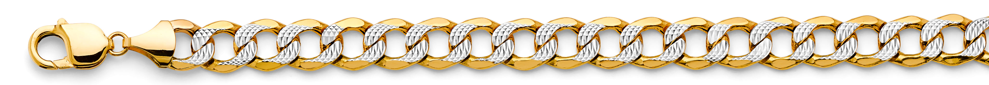 14K 2T 10.8mm Hollow Bevelled Curb WP Chain