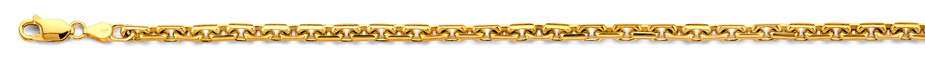 14K Yellow Gold 3.5mm Solid Diamond-Cut Cable Chain