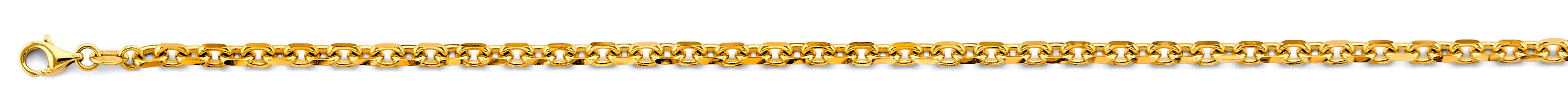 14K Yellow Gold 2.9mm Solid Diamond-Cut Cable Chain