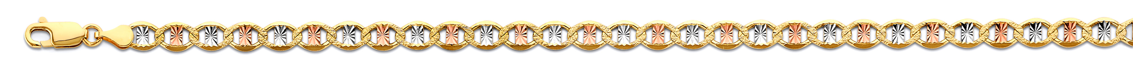 14K Tri-Color Gold 5.4mm Flat Mariner Star Diamond-Cut Chain