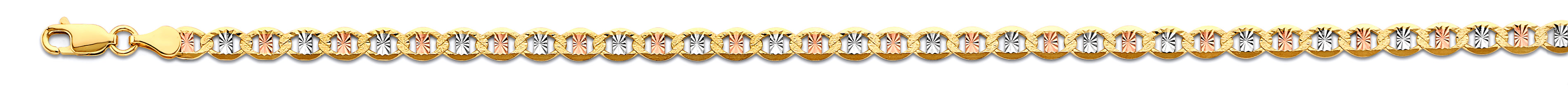 14K Tri-Color Gold 4.3mm Flat Mariner Star Diamond-Cut Chain