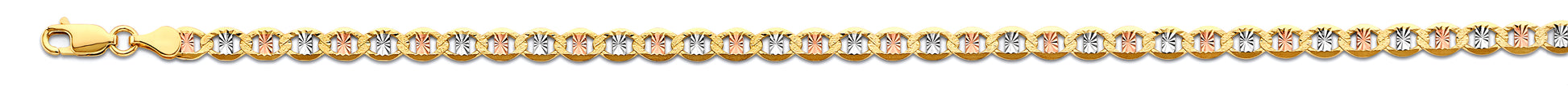 14K Tri-Color Gold 4.3mm Flat Mariner Star Diamond-Cut Chain