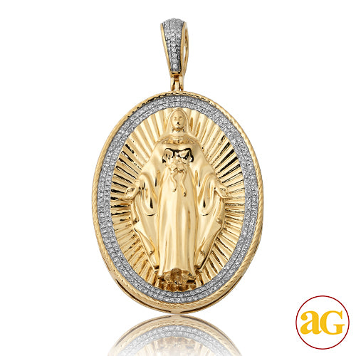 14KY 0.60CTW DIAMOND MOTHER MARY PENDANT