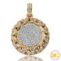 14KY 5.25CTW DIAMOND FLAT DISC PENDANT WITH 3-D BR
