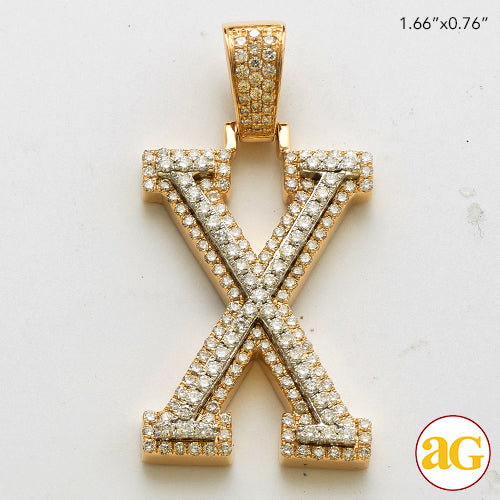 10KY+W 1.65CTW DIAMOND TWO TONE INITIAL PENDANT