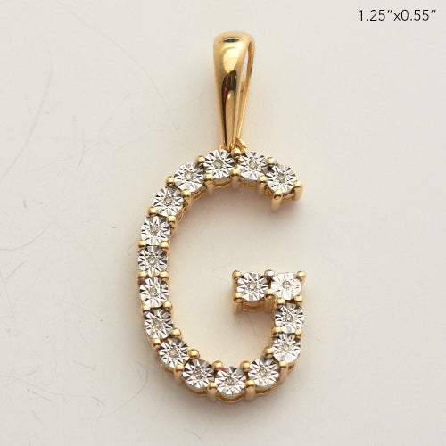 10KY 0.03CTW ILLUSION SET DIAMOND INITIAL PENDANT