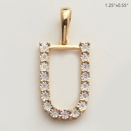 10KY 0.03CTW ILLUSION SET DIAMOND INITIAL PENDANT